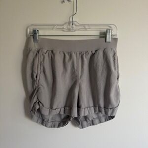 Faherty Brand Women Grey Tencel Linen Cotton Blend Elastic Waist Shorts Size M